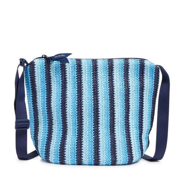 Vera Bradley Wave Stripe Crossbody Bucket Bag Shades of Blue NWT/ NIP - Picture 1 of 8